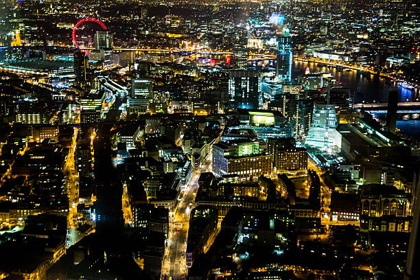 istock Aerial view of London at night 534370873