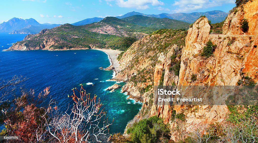 Impressive landscape of Corsica,France. Red rocks Calanques Calanques Stock Photo