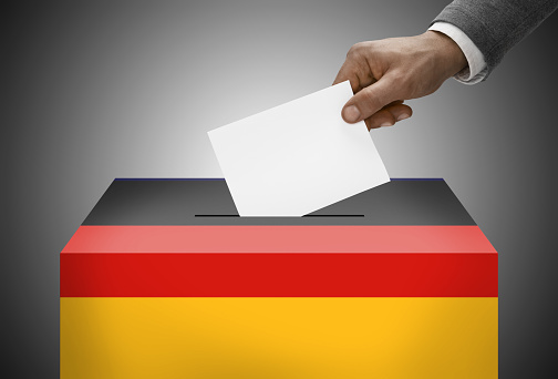 Ballot box painted into national flag colors - Germany