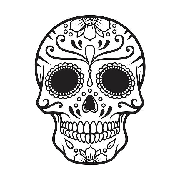 vektor-illustration des schädels am tag des todes - sugar skull stock-grafiken, -clipart, -cartoons und -symbole