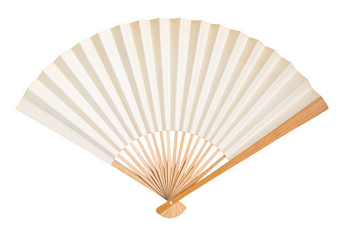 blank old traditional folding fan isolated on white