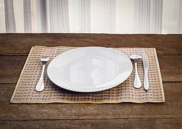 istock spoon, fork, knife and white dish on Platemat 534397428
