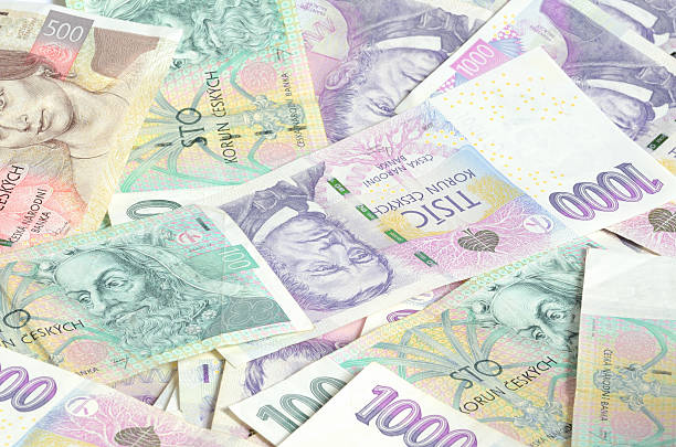 istock Czech banknotes money currency texture background 534399356