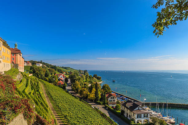 Meersburg, Lake Constance - Germany Meersburg is a medieval city overlooking Lake Constance, with a lower town and a upper town, both pedestrian and connected by stairways and steep alleys. Germany bodensee stock pictures, royalty-free photos & images