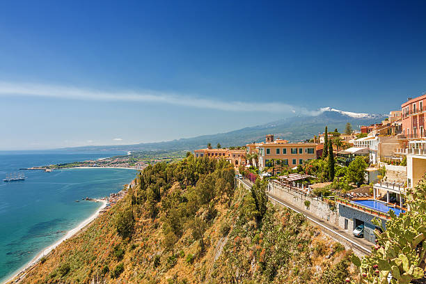 istock Beautiful sunny view from Taormina viewpoint at Etna. 534404872