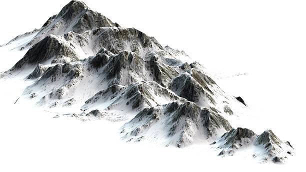Snowy Mountains - Mountain Peak - isolated on white Background
