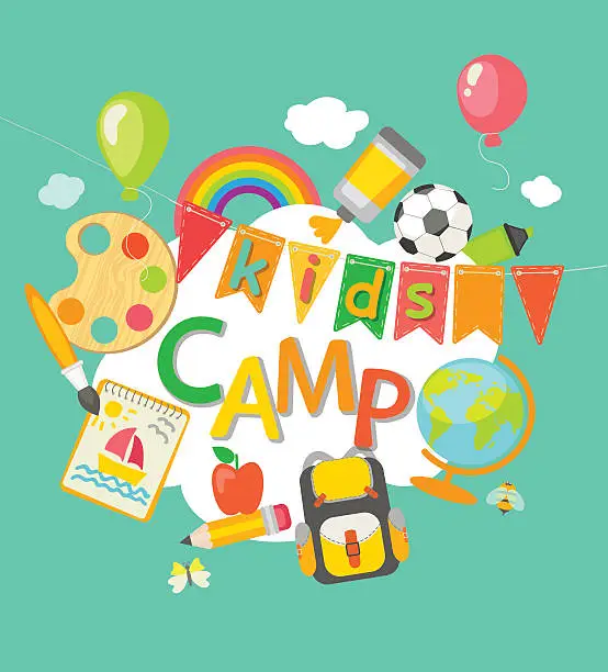 Vector illustration of Summer Camp poster.