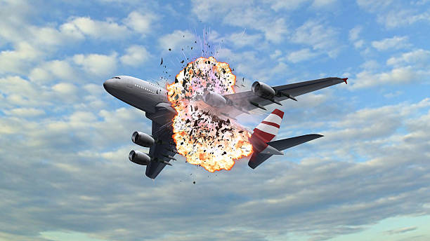 istock Passenger Airplane with a big explosion at the flight 534406448