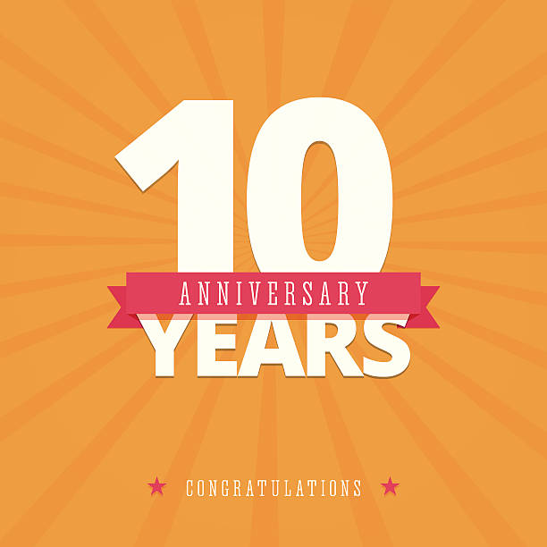 10 year anniversary card 10 year anniversary card, poster template. Vector illustration in flat, retro style. 11 stock illustrations