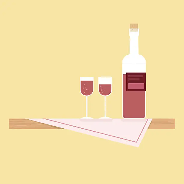Vector illustration of Wine in table