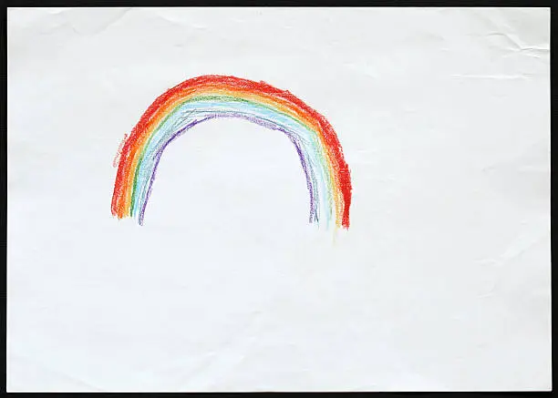 Photo of Rainbow. Child's Drawing.