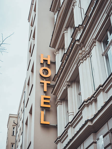 istock yellow hotel letters on building 534407254