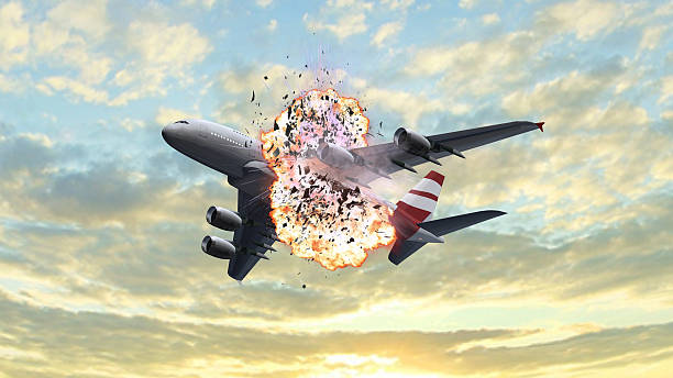 istock Passenger Airplane with a big explosion at the flight 534409640