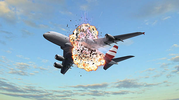 istock Passenger Airplane with a big explosion at the flight 534410188