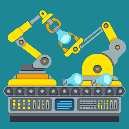 Robotic Production Line Manufacturing Machine Vector Concept Stock  Illustration - Download Image Now - iStock