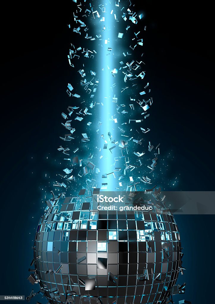 Disco explosion 3D render of disco ball shattered by light Disco Ball Stock Photo
