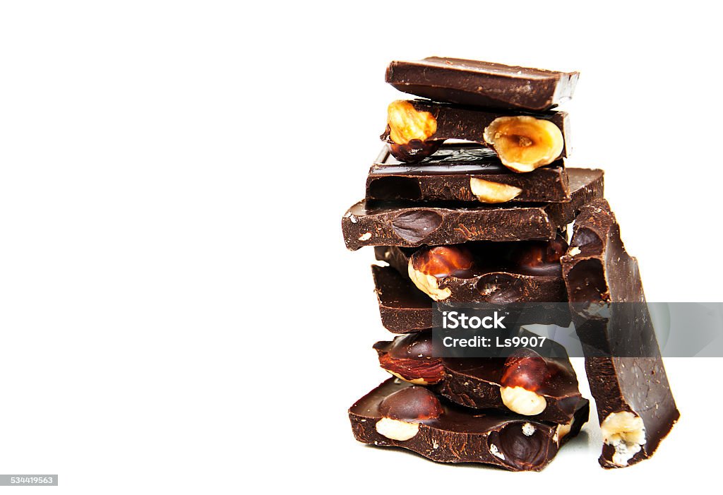 Dark  chocolate with nuts Dark  chocolate with nuts on a white background 2015 Stock Photo