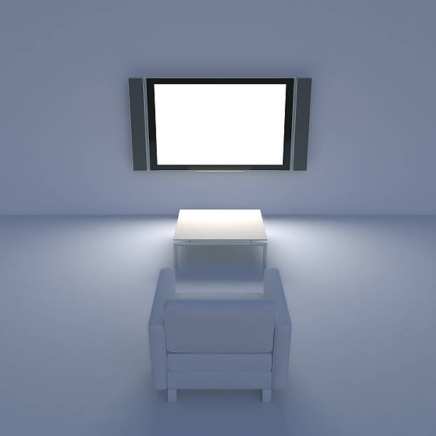 istock White chair with  TV on the wall 534423155