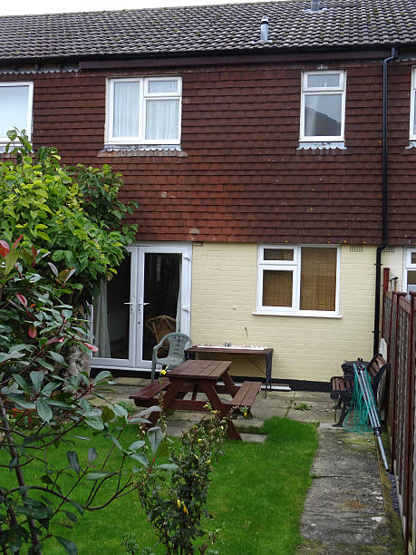 istock Typical 1980s terraced house, rendering / exterior wall tiles cladding, shingles 534424069