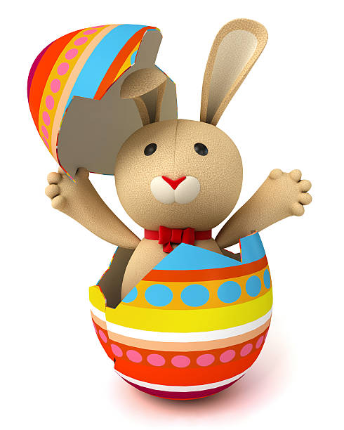 bonito engraçado toy bunny - eggs new life shape animals and pets - fotografias e filmes do acervo