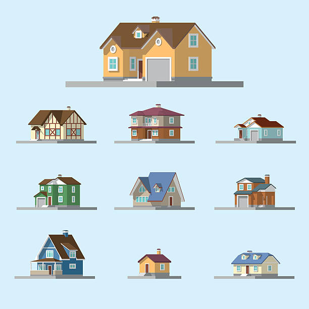 제품의 등각투영 이미지 전용 하우스 - house small residential structure building exterior stock illustrations