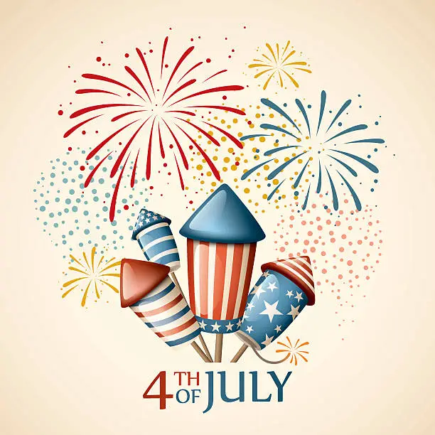 Vector illustration of Fireworks - fourth of july