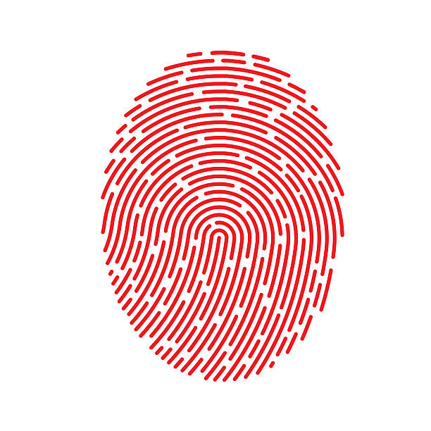 ilustrações, clipart, desenhos animados e ícones de vermelho vetor impressão digital - security system security id card identity