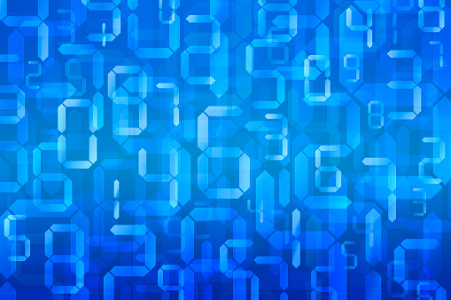 Digital numbers in blue background, Digital technology background