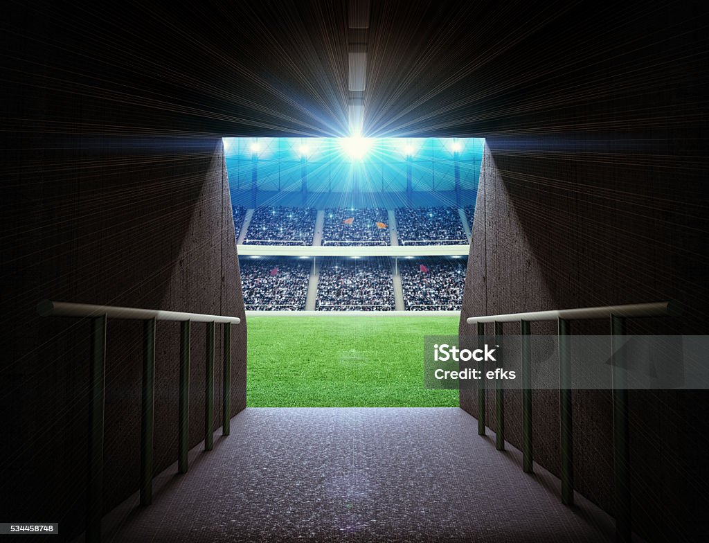 stadium tunnel The imaginary stadium tunnel is modelled and rendered. Stadium Stock Photo