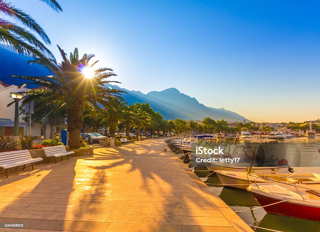 Makarska Riviera Croatia Makarska Riviera. Baska voda. Croatia. Sunrise. Croatia Stock Photo