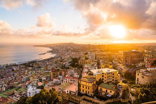 Naples, Italy View of the houses and buildings in Naples, Italy during sunset naples italy photos stock pictures, royalty-free photos & images