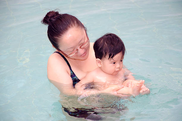 istock Asian baby with mom at the pool 534472167