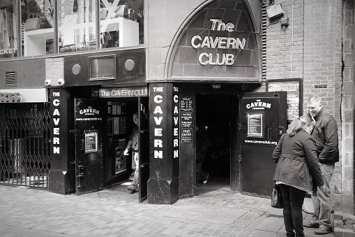 Liverpool, UK - April 20, 2013: People visit The Cavern Club on April 20, 2013 in Liverpool, UK. The club is famous as the first venue to feature The Beatles concert in 1961.