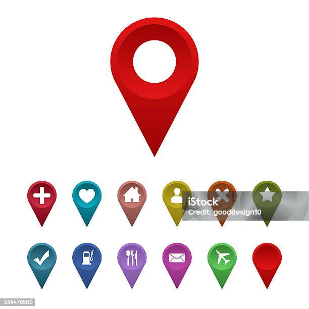 Map Pointer With Place Icon Stock Illustration - Download Image Now - Global Positioning System, PIN Entry, Map