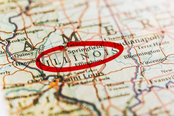 Illinois Marked on Map stock photo