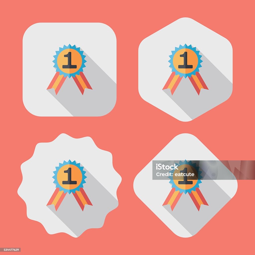 medal flat icon with long shadow,eps10 Achievement stock vector