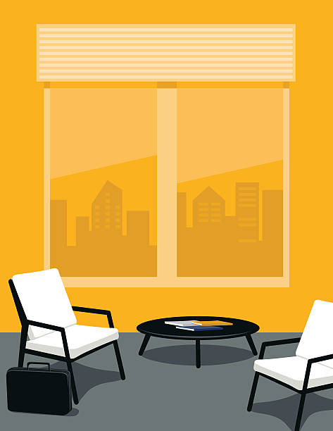 jasny żółty i szary biuro lub poczekalni - store built structure office building building exterior stock illustrations