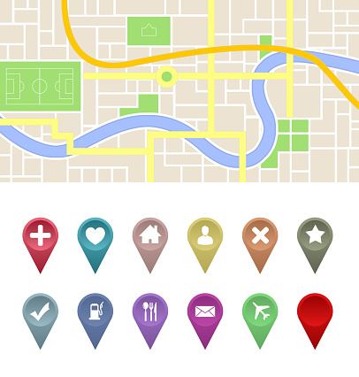 Map Pointer Page Example Map With Pointers Stock Illustration - Download Image Now - Map ...