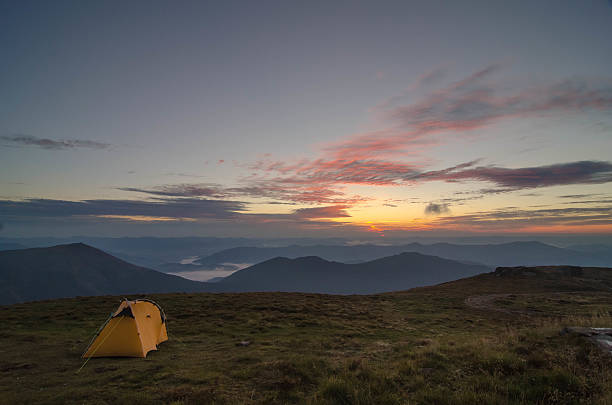 Tent pitched Tent pitched langdale pikes stock pictures, royalty-free photos & images