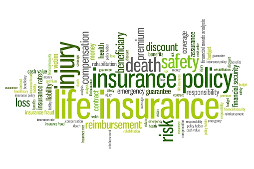 Life insurance concepts word cloud illustration. Word collage concept.
