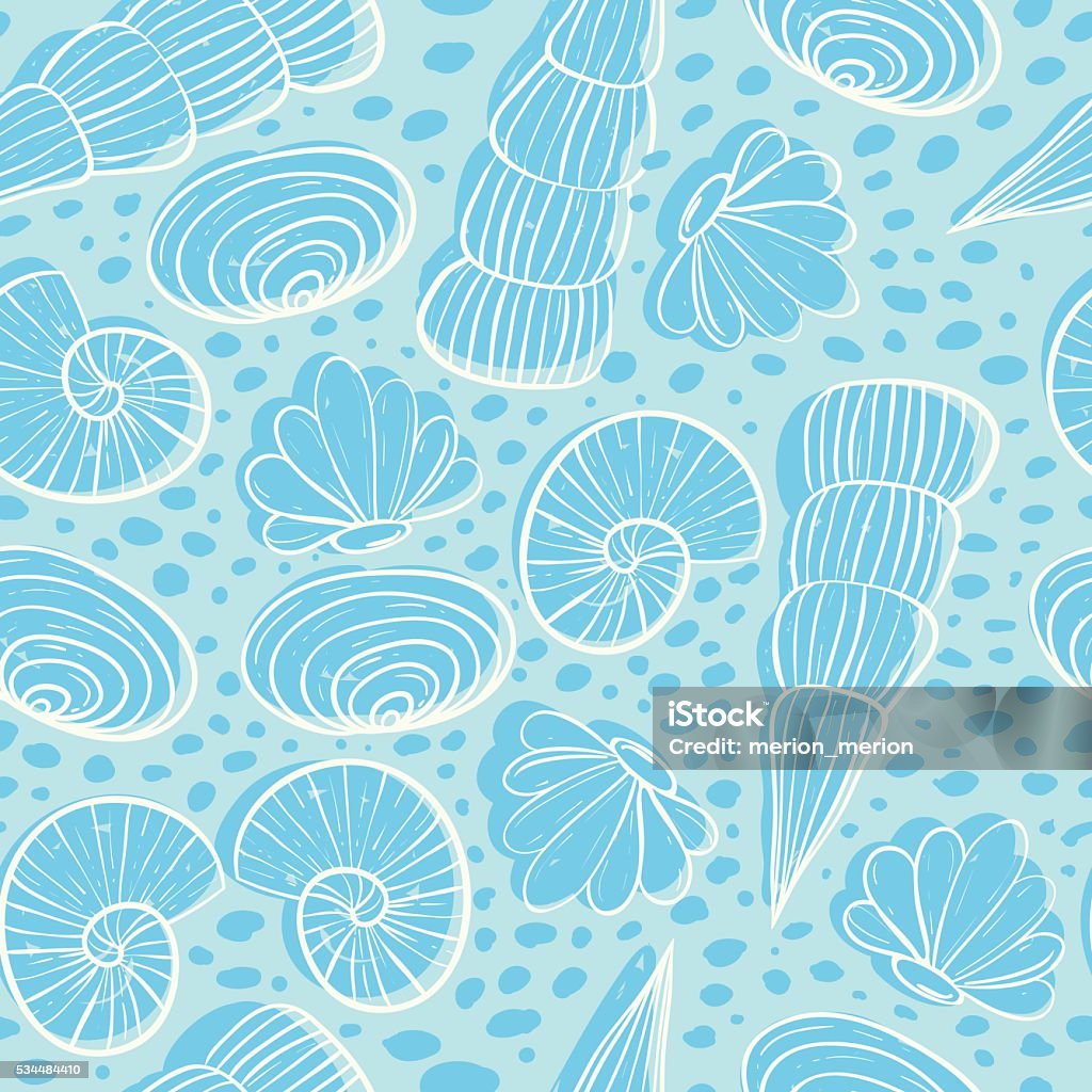 Sea Graphical Pattern Seamless Sea Pattern With Different Shells Stock Illustration ...