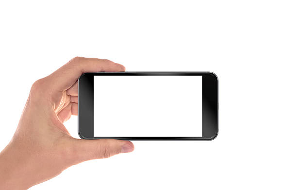 istock Smart phone in man hand. Horizontal position. Isolated 534490002