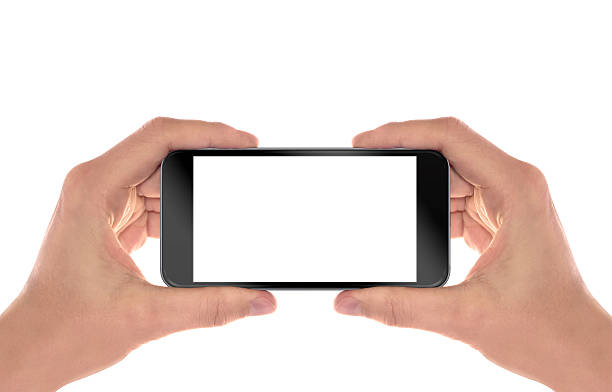 istock Smart phone in man hands. Horizontal position. Isolated 534491340