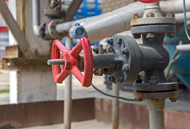 istock Handle gate valve with steel pipes 534494944