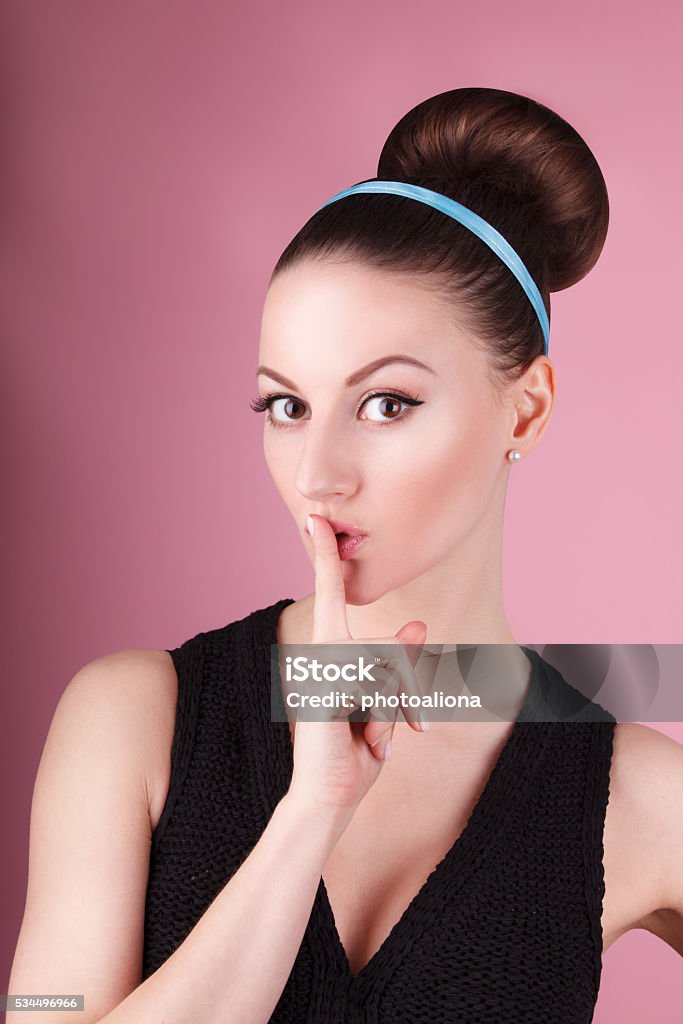 Portrait Of Slim Girl With Clean Makeup And Hair Bun Stock Photo - Download  Image Now - iStock