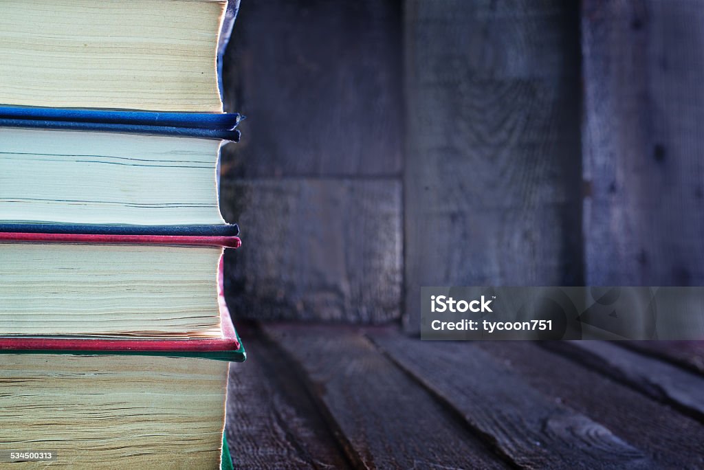 books stack of old books and on a table 2015 Stock Photo