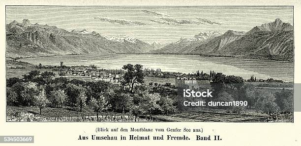 19th Century Mont Blanc Stock Illustration - Download Image Now - Engraved Image, Geneva - Switzerland, 1890-1899