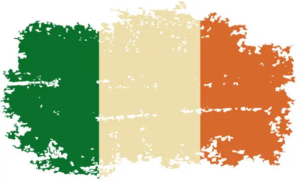 Vector illustration of Irish grunge flag. Vector illustration.