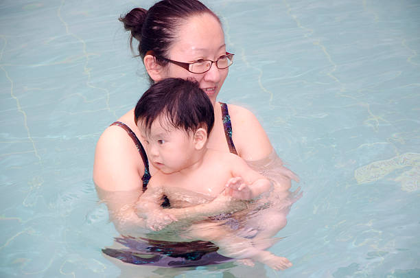 istock Asian baby with mom at the pool 534505055