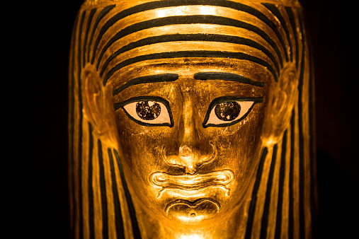 Replica model of an ancient Egyptian pharoah sarcophagus